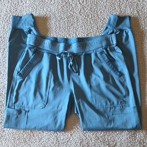 Ava Therese By Zavate 6-Pocket Stretch Smile Face Scrub Pants in Blue Shadow